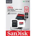 Sandisk Карта памяти, Ultra, SDSQUAC-512G-GN6MA, 512 GB, 150 MB/s, A1, UHS-I, Class 10, MicroSDXC