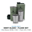 The Pre-Party Shot Glass + Flask Set dovanų rinkinys Stanley® 2801883034, degtinės taurės 4vnt 50mL, kolba 0,23L, žalia