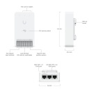 Prieigos kontrolės mazgas kompakti&scaron;kas vienų durų PoE++ hub su 3 &times; GbE RJ45 ir 2 &times; PoE i&scaron;ėjimais 1 durys UA HUB DOOR MINI Baltas Ubiquiti