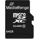 Mediarange Micro SDXC 64GB MR955, 60 MB/s lugemiskiirus, 15 MB/s kirjutamiskiirus, klass 10, must, SD adapter kaasas