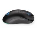 Endorfy GEM Plus bezvadu pele EY6A013, 26000 DPI, 6 pogas, optiskā, USB Type-C, melna, regulējams polling rate, RGB apgaismojums