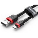 Baseus Laidas CALKLF-B19, 100cm, 2.4A, Lightning, USB 2.0, juodas, raudonas
