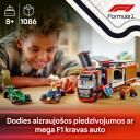 Lego F1 kravas auto 60445, 1086 detaļas, 5 minifigūras, 8+ gadi, zema piekabe, Formula 1 simulatora telpa