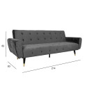 Dīvāns gulta FALUN 214x83xH82cm, pelēks samts 77902