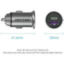 Vention Automobilinis Įkroviklis 2-Port USB A+C FFBH0 12-24V 30W 20V 2x30W Greitas Įkrovimas, Aliuminio, Pilkas