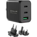 Tellur Lādētājs TLL151451, 65W, 2xUSB-C, USB-A, AC 100-240V, 1,5A, 5V/3A, 9V/3A, 12V/3A, 15V/3A, 20V/3,25A, 4,5V/5A, 5V/4,5A
