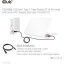 Club3D dokk CSV-1568 120W, 4 videot 16.2 Gbit/s, 4 USB 10G/5G, 1 Gigabit Ethernet, 2 audio, toiteadapter 120W