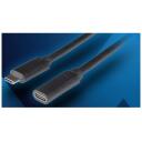 Lanberg USB-C M/F 3.1 kaabel CA-USBE-20CC-0005-BK, 0,5 m, 5 Gbps, 100 W, must, PVC, vask
