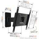 Vogels Sienas stiprinājums MA2030-A1, 19-40", 15 kg, Melns, Pilna kustība, VESA 100x100, 100x200, 200x100, 200x200