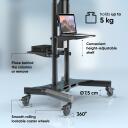 Onkron TV alus TS1881E-B, ekraani suurus 127-218 cm, maksimaalne koormus 105.9 kg, k&otilde;rguse reguleerimine 1350-1650 mm, 2 riiulit