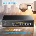 NetPower 6-Port 100M PoE+ Slēdzis 4×30W PoE CCTV Režīms 250m Watchdog Tērauds Melns Cudy FS1006P