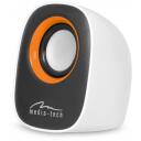 Media-Tech ДИНАМИК MT3137W, 6W, 150Hz - 20kHz, 1 x USB 2.0, Черно-оранжево-белый, Регулировка звука, 3,5 мм разъем