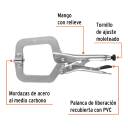 Pasukamos galinės fiksavimo replės C-Clamp 230mm 17414 PPC-9R Truper