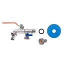 IBC adapteris S60x6, krāns ar diviem 3/4" vīrie&scaron;u izvadiem + 2 sievie&scaron;u adapteri, IBCS60-KK0512, zils, misiņa, 1/2" ieeja