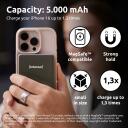 Intenso Power Bank 7344024 5000 mAh, 15 W belaidis įkrovimas, 20 W USB-C PD, plonas, pilkas