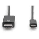 Digitus USB Type-C adapteris kabelis, AK-300330-020-S, 2m, 4K/60Hz, 18GB, USB-C uz HDMI, melns