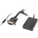 Lanberg Adapteris AD-0021-BK, 0.2 m, HDMI, VGA, 3.5 mm, 1920 x 1080, melna krās.