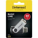 Intenso USB m&auml;lupulk 3503490 64 GB, lugemise kiirus 28 MB/s, kirjutamise kiirus 6,5 MB/s, metallist ja plastmassist korpus