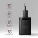 Axagon įkroviklis ACU-PD30 30W, 1x USB-C, 100-240V, greitas įkrovimas, perkrovos apsauga, juodas