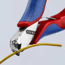 Precīzās elektriskās nipperes ar spoguļa pulējumu, Knipex, 64 42 115 SB, 27&deg; leņķis, 12 mm asmens garums, ergonomiskas rokturi.