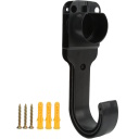 EV Charge sieninis laikiklis Type 2 įkrovimo kabeliui ir jungčiai, juodas