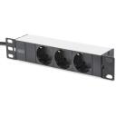 Digitus Serveru skapis DN-10-SET-1, 10", 6U, pelēks, 30kg, 8 portu slēdzis, plaukts, plāk&scaron;ņu panelis, rozetes
