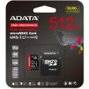 Adata m&auml;lukaart micro SDXC AUSDX512GUI3V30SHA2-RA1 512 GB, lugemise kiirus 100 MB/s, kirjutamise kiirus 85 MB/s, UHS-I, V30, A2