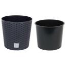 Prosperplast Gėlių vazonas Rato 7199900, 20cm, 19cm, 4L, nuimamas įdėklas, UV atsparus plastikas, ratano stiliaus tekstūra
