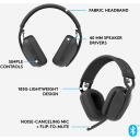 Logitech ausinės Zone Vibe 100 981-001213 belaidės, 30 m, 18 h pokalbio laikas, 185 g, Bluetooth 5.2, 2 mikrofonai, grafito spalva