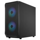 Fractal Design Arvutikorpus Focus 2 RGB FD-C-FOC2A-03, 2xUSB 3.0, 6x2.5'', 2x3.5'', must, klaass k&uuml;lgpaneel, RGB valgustus
