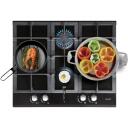 Cata Plīts LCI 6031 B 08041500, 4 gāzes degļi, 9,2kW, čuguna restes, automātiskā aizdedze, melna