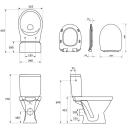 Cersanit WC Prado 5795749, 350 mm, 650 mm, 28 kg, valge, kaanega, koos paagiga, k&uuml;lg&uuml;hendus