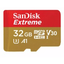 Карта памяти microSDHC Extreme 32GB для экшн-камер и дронов с SD адаптером до 100MB/s A1 Class 10 V30 UHS-I U3 SDSQXAF-032G-GN6AA SanDisk