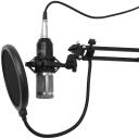 Media-Tech studijos ir transliacijos mikrofonas MT397S, 179g, 2.4m, 150&Omega;, 14-20000Hz, reguliuojamas stovas, pop filtrai