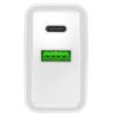 Natec Lādētājs RIBERA NUC-2061, 20W, 100-240V, 50/60Hz, 3A, 1xUSB-A, 1xUSB-C, ātrā uzlāde, universāls