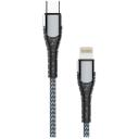 Colorway USB-C kabelis - Apple Lightning CW-CBPDCL033-GR, 1m, 3A, ātrā uzlāde, nylon, bez sapī&scaron;anās