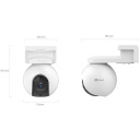 Ezviz EB8 4G CS-EB8-3MP-4GA Āra 3MP 2K Sfēriskā IP Pan & Tilt 360° Akumulatora Kamera MicroSD / Nakts Redzamība Balta