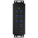 Raidsonic 7-port USB centrmezgls IB-HUB1703-QC3, 7 x USB 3.0, AC 120/230 V, melns, QC 3.0 lādētājs