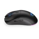 Endorfy GEM Plus bezvadu pele EY6A013, 26000 DPI, 6 pogas, optiskā, USB Type-C, melna, regulējams polling rate, RGB apgaismojums
