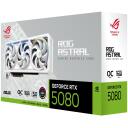 Asus Graafikakaart ROG-ASTRAL-RTX5080-O16G-WHITE, 16 GB GDDR7, 256 bit, 4 ventilaatorit, PCIe 5.0, 7680 x 4320