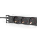 Digitus pikendus DN-95418, 4xSchuko, 2m, 16A, alumiinium, ilma l&uuml;litita, 1U, rack-montaaž