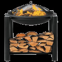 STEEL FIRE PIT W/ LOG STORE 58X58CMX55CM 99914 LUND