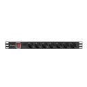 Lanberg &uuml;lepinge kaitse Rack PDU 19" 1U PDU-07F-0200-BK, 220 V, 16 A, 7X Schuko, 2 m, must, &uuml;lekoormuse kaitse