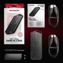 Axagon SSD korpus EEM2-GAM M.2 NVMe/SATA USB-C 10Gbps, must, 130 x 55 x 13 mm, 0.5 m kaabel