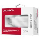 Axagon lādētājs ACU-PQ30W 30W, 100-240V, 2xUSB, ātrā uzlāde, pārslodzes aizsardzība, balts