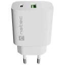 Natec Laadija NUC-2396, 20W, 100-240V, 1xUSB-A, 1xUSB-C, 5-12V, kiire laadimine, universaalne
