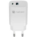Natec Lādētājs NUC-2140, 30W, 110-240V, 50/60Hz, 1xUSB-A, 1xUSB-C, ātrā uzlāde, universāls