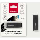 Axagon M&auml;lukaardi lugeja CRE-S2N USB 3.2 Gen 1, 2 pesa, 5000 Mbit/s, toetab MicroSD, SD, must