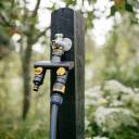 Ūdens sadalītājs ar spiediena regulatoru, FISKARS, 1070577, 2-virzienu, universāls savienotājs, piemērots 3 izmēriem