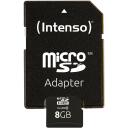 Intenso atminties kortelė micro SDHC 3413460 8 GB, skaitymo greitis 25 MB/s, klasė 10, atspari vandeniui, smūgiams, SD adapteris